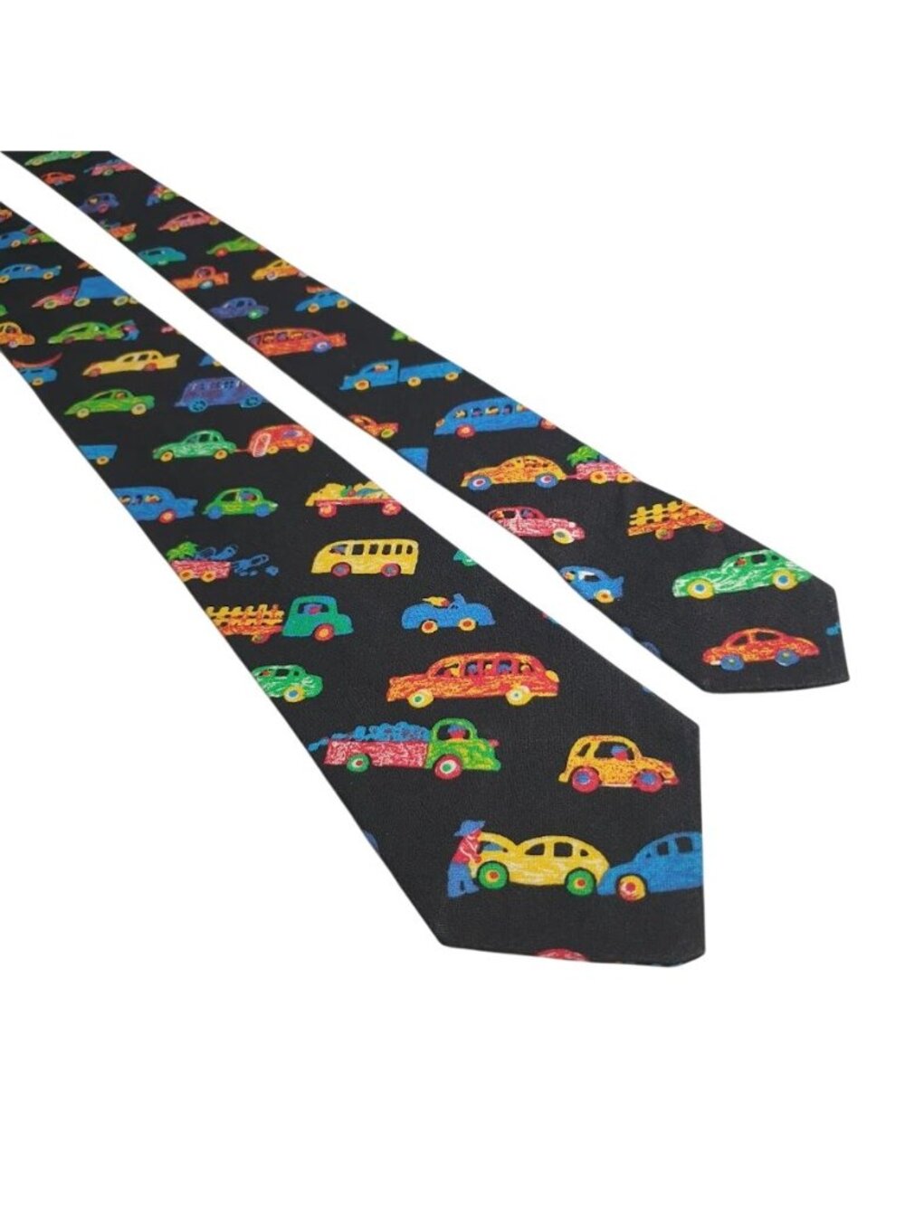 Handmade Car Print Novelty Skinny Cotton Necktie 56 x 3.25 School Teacher Gift